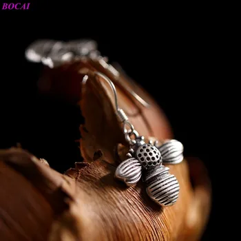 BOCAI S925 gryno sidabro ausų lašas matinis ar senas archaize moterų Tailando sidabro bičių pobūdžio auskarai 2020 naujas mados jeweley