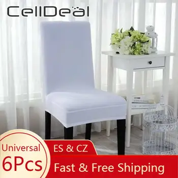 CellDeal 6Pcs Universalus Spandex Kėdės Apima Valgomasis Sėdynės Raštas Viešbutis, Pobūvių, Vestuvių Ruožas Elastinga Užvalkalai Nemokamai Dydis