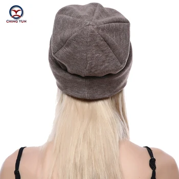 CHINGYUN 2019new Kašmyro megztiniai skrybėlę minkštas Žiemą Šiltas, Aukštos Kokybės Moterų vientisos Spalvos Megztus Skrybėlę išskirtinį nekilnojamojo pliušinis apdaila