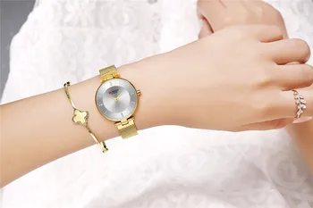 CURREN Prabangių Mados Moteriški Laikrodžiai Moterims Laikrodžiai Elegantiškas Minimalizmas kalnų krištolas Atsitiktinis Juoda Moterų Vandeniui Laikrodis