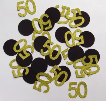 Custom numerį blizgučiai Aukso Black Gimtadienio 50 Confettis Stalo Apdailos confettis vestuvių barsto dekoracijos