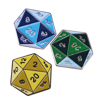 D20 emalio pin rinkiniai 3 spalvų dvidešimt-sided dice ženklelis RPG žaidėjas papuošalai geek nerdy dovana