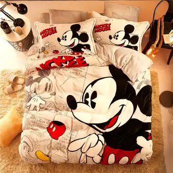 Disney flanelė vilnos Mickey Mouse šalikas patalynės komplektas karalienės dydžio antklodė padengti twin Vaikai 3d full patalynė minkšta coverlet Mergaitės