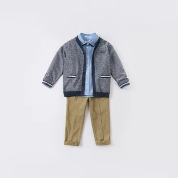 DK16243 dave bella rudenį 4Y-11Y vaikų berniukų mados kietas mygtuką kišenės kelnės vaikams boutique atsitiktinis pilno ilgio kelnės