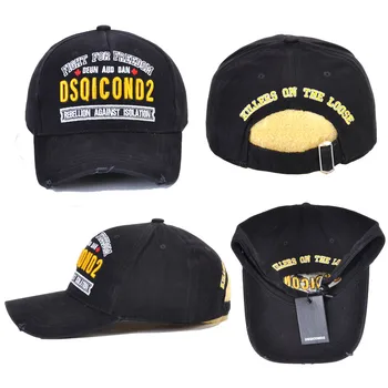 Dsq2 prekės skrybėlę naujas vyrų Beisbolo Kepurės Aukštos Kokybės, medvilnės unisex Reguliuojamas kepuraičių PIKTOGRAMĄ laišką juoda kepurė vyrams