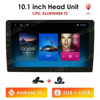Du kartus 2Din 10.1 colių Android 10, Universalus Automobilinis Radijo Brūkšnys Stereo GPS Navigacija, WI-fi, 4G OBDII DAB Quad Core 