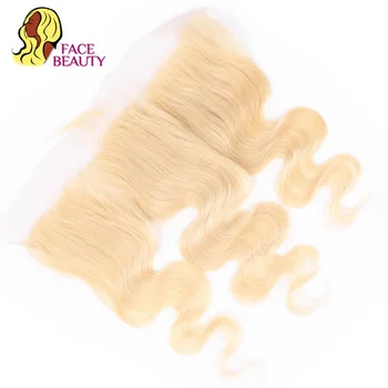 Facebeauty Peru Remy Human Hair 613 Blond Nėriniai Priekinio Uždarymo Nemokamai Kūno Dalis Banga 13x4 ausies iki Ausies Šveicarijos Nėrinių Balinti Mazgas