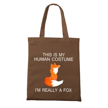 Fox Tote Maišą, Tai Mano Žmogaus aš Tikrai Fox Drobės Pirkinių Krepšiai Moterims Aukštos Kokybės Su Užtrauktuku, viduje 15