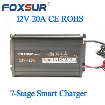 FOXSUR 12V 20A 7-etapas smart Švino Rūgšties Baterijos Kroviklis , Aliuminio atveju Automobilio Akumuliatoriaus Įkroviklio įtampa: 180-260V AC, 50Hz