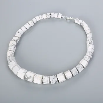 Gamtos Magnezitas Vyrų Karoliai Baltas Turkis Akmuo Kristalas Dideli Karoliai Bohemijos Pareiškimą Moterų Fine Jewelry Choker Reiki
