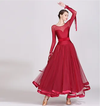 Geltona standartinių šokių suknelė moterims valsas suknelė pakraštyje Šokių drabužiai sportinių šokių suknelė modernaus šokio kostiumai flamenko suknelė
