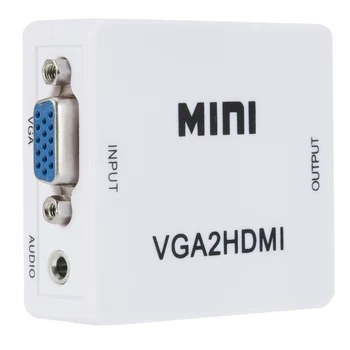 Grwibeou 1080P VGA, 2 HDMI Audio Adapteris Jungtis VGA2HDMI Mini VGA į HDMI Konverteris su Audio iš KOMPIUTERIO, Nešiojamojo kompiuterio į HDTV Projektorius