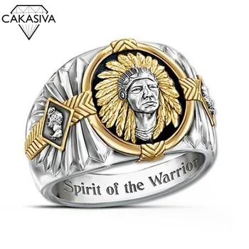 Hip-hop Stiliaus Vikingų Kariai Žiedas Indijos Dvasia Totemų Sidabras 925 Žiedas Vyrams