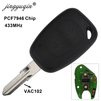 Jingyuqin 10vnt/daug 2Buttons 433MHz Ne72 VAC102 Ašmenys Nuotolinio Klavišą Vivaro Renault Master, Movano Atsakiklis Chip PCF7936 raktas