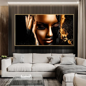 Juodojo Aukso Nuogas Moteris Tapybos ant Drobės Afrikos Sienos Menas, Plakatų ir grafikos Skandinavijos Sienos Nuotraukas, už Kambarį