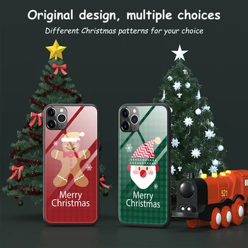 Kalėdų Animacinių filmų Elnias Telefono dėklas Skirtas iPhone 12 11 Pro Max 10 X XR XS Max 6 6S 8 7 Plus SE 2020 Stiklo Atveju Skystu Silikonu Padengti