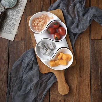 Keramikos plokštės vaisių lėkštės salotų dubenį medinis padėklas Japonų stalo reikmenys, virtuvės maisto ruošimo įrankiai, namų kepimo kepimo padažu patiekalas SP504
