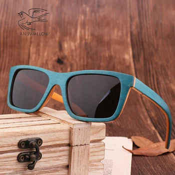 Klasikinis mados ponios mediniai akiniai nuo saulės 2019 nauja riedlentė medienos akiniai poliarizuoti BLSK objektyvas UV400 bambuko akiniai nuo saulės