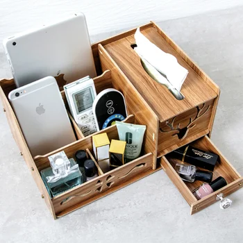 Laikymo Dėžę Su Dangčiu, Stilingas Medinis Kosmetikos Laikymo Dėžutė Multi-Layer Saugojimo Dangtelis Namų Ūkių Saugyklos Organizatorius