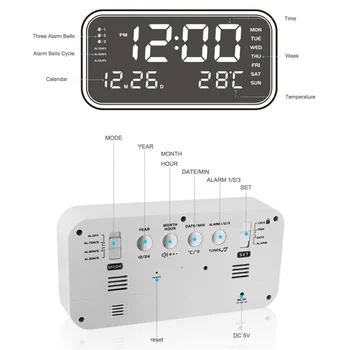 LED Skaitmeninis Laikrodis-Žadintuvas Pažangios Balso Kontrolės Laikrodis Su Atidėjimo Temperatūros Ekranas Elektroniniai Laikrodžiai