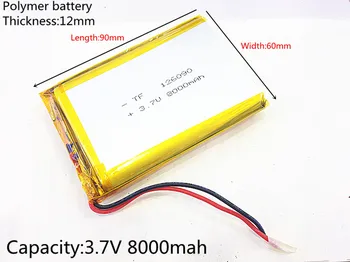 Litro energijos baterijos 126090 3,7 V ličio polimerų baterija 8000mah 