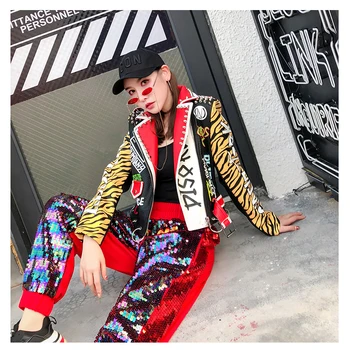 LORDXX Dygliuotos Odos Striukė 2018 M. Rudenį Moterų Mados Turn-žemyn apykaklės Leopard Punk Rock striukė su diržu Moteriški paltai