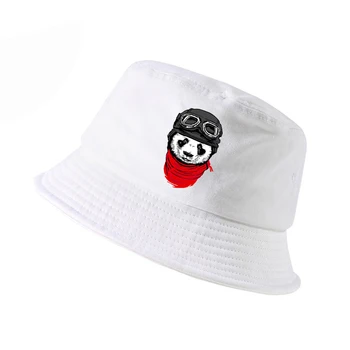 Mados pavasario ir vasaros mėgėjams kibiro kepurę harajuku pop, hip-hop bžūp vyrų Ms mielas panda print panama žvejys skrybėlę