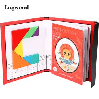 Magnetinis Knygų Puzzle Dėlionės Tangram Žaidimas Montessori Mokymo Švietimo Piešimo Lenta Žaidimai Žaislas Dovana Vaikams Smegenų Erzinti