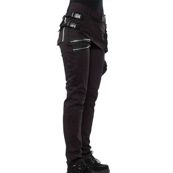 Moterų Gotikos Kelnių Užtrauktuką Kišenės Kniedės Steampunk Kelnės 2019 Mados Rudens-Žiemos Hip-hop Rock Stiliaus Kelnės Mergina Plus Size J5