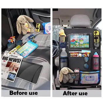 Multi-Pocket Automobilio Sėdynės Atlošo Organizatorius Kabinti Saugojimo Krepšys Tablet Puodelio Laikiklis Tvirtinimas Valymas Anti-Kick Kilimėliai Vaikas