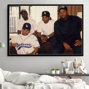 N. W. Hip-Hop ' O Muzika, Repo Žvaigždė Ice Cube Dr. Dre Eazy-E Senosios Mokyklos Meno Tapybos Derliaus Drobės Plakatas Sienos, Namų Dekoro