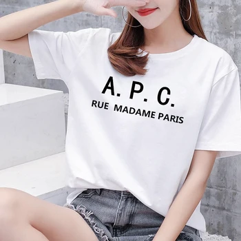 Nauja vasaros 2020 moterų medvilnės prarasti rašytas spausdinti trumpomis rankovėmis T-shirt Harajuku atsitiktinis Japonų stiliaus pora T-marškinėliai, Topai