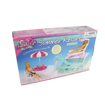 Naujas Lėlės Namas Baldai Sportas: Baseinas Serijos Reikmenys, Plastikiniai Žaisti Lėlės Saulės Vonios Paplūdimio Kėdės Barbie Mergina Dovana