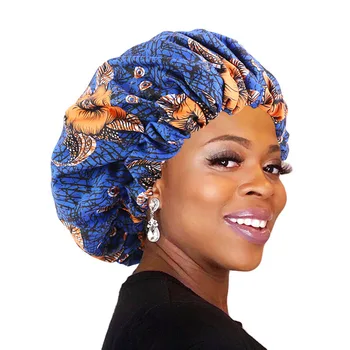Naujas Moterys Afrikos modelio spausdinimo Satino variklio Dangčio Miegoti Naktį Bžūp Galvos Dangtelis variklio Dangčio Skrybėlę labai Didelis Satino Pamušalu Kepuraitės Skrybėlę Didmeninės