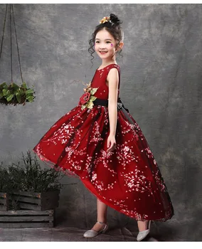 Naujas Prekės ženklas Gėlių Mergaitės Suknelė Vaikai Princesė Šalis Vestuvių Suknelės Vaikams Baigimo Ceremonija Kūdikių Vaikai Ilga Uodega Oficialią Dėvėti