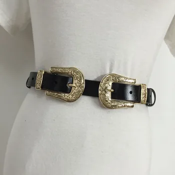 Naujas Vintage Iškirpti Dizaino Metalo Plati dvigulė Sagtis Diržo Reguliuojamas PU Juostos dressWomen odinius Diržus Madinga Džinsus Dirželiai