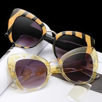 Negabaritinių Cat Eye Akiniai nuo saulės moterims, prabangos prekės 2020 cateye akinius meilės formos stilingas grafiti lunette de soleil 