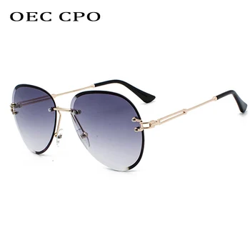 OEC CPO Metalo Taškus Akiniai nuo saulės Moterims Mados Ultralight Saulės akiniai Vyrų Frameless Mėlyna Rožinė UV400 Akiniai Atspalvių Moteris