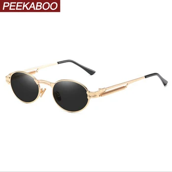 Peekaboo aukso retro apvalūs akiniai nuo saulės 