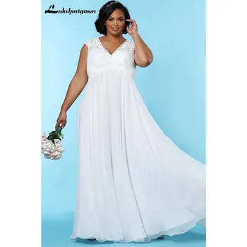 Plius Dydžio Baltos spalvos Šifono Vestuvinė Suknelė 2020 Paplūdimio Vestuvių suknelė Elegantiškas Mariage Nuotakos Suknelė Bohemijos Linijos, Vestuvių Suknelės