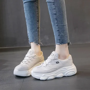 Prekės Odos Vieno batai Balti Sportbačiai Platforma moterys Vieną batai pagrindinio 2020 m. Rudenį Laisvalaikio Bateliai moteris Studentų mažas dydis