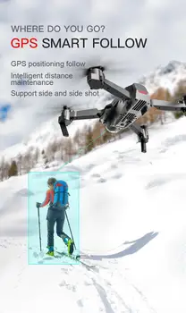 Profesija GPS Drone su 4K HD Dual Camera Plataus Kampo Anti-shake Dvigubai GPS WIFI FPV RC Quadcopter Sulankstomas Sekite Mane