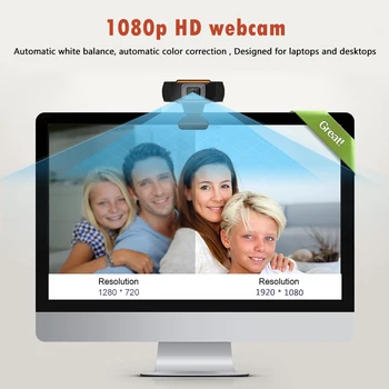 Profesinės 1080P HD Kameros su Built-in MIC 1920x1080P USB 2.0 Plug Žaisti Web Kamera Pasukti Plačiaekranis Vaizdo Nešiojamas KOMPIUTERIS