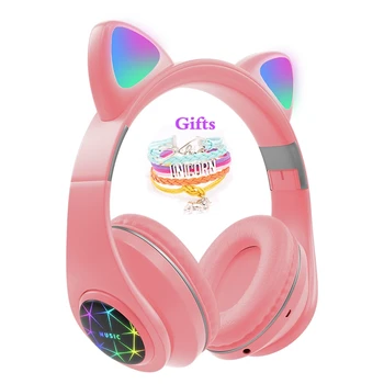 RGB Kačių Ausų Ausines Bluetooth 5.0 Triukšmo Panaikinimo Suaugusiems Vaikams mergina laisvų Rankų įranga Parama TF Kortelę FM Radijas Su Mic Dovaną apyrankės