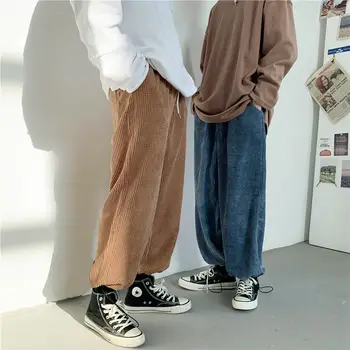 Rudenį Velvetas Kelnės, vyriškos Mados Retro Atsitiktinis Kelnės Vyrams Streetwear Laukinių Prarasti Hip-hop Tiesiai Plataus koja Pants Mens S-3XL