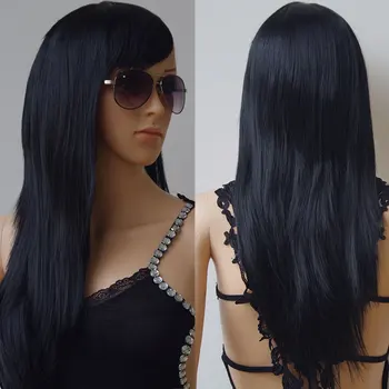 S-noilite ilgai, juoda ruda, šviesiaplaukė moteris perukas kasdien grupė plaukų perukas su trenksmu Sintetinių Banguoti natūralių plaukų Perukai moterims