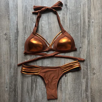 Seksualus Juostelės Bikini Komplektas Thong 2019 Moterų Kratinys maudymosi kostiumėlį Backless Maudymosi Kostiumą, moteris Push Up maudymosi Kostiumėliai, Apynasrio Viršuje Biquini