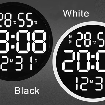 Sieninis Laikrodis Led Didelis Laikrodis Išjungti Skaitmeninis Temperatūros Ir Drėgmės Elektroninis Laikrodis Šiuolaikinio Gyvenimo Kambario Apdailos 12 Cm