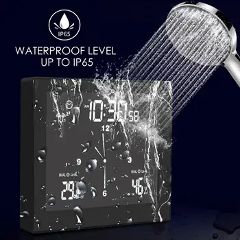 Skaitmeninis Vonios Kambarys Laikrodžiai Termometras Su Drėgmėmačiu Lcd Siurbimo Taurės Vandeniui Dušo Laikrodžiai Temperatūros Drėgmės Matuoklis Signalizacijos