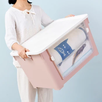 Stambių plastikinių talpinimo angokraščių skaidrus, matomas drabužius antklodė laikymo dėžutė su varantys apdailos lauke WF806342